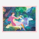 Andy Dixon, Leda and the Swan Painting, 2021, screenprint in colors on Mohawk Superfine Cover