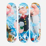 Jeff Koons, Popeye (skatedecks) (triptych), 2021, screenprint in colors on maple
