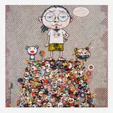 With the Notion of Death, the Flowers Look Beautiful by Takashi Murakami, 2013, offset lithograph in colors, sold Aug 2024