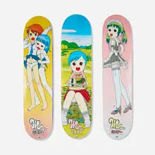 Mr. x Supreme, Skateboard Decks, set of three, 2007, transfer-printed and painted plywood