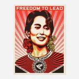 Freedom to Lead by Shepard Fairey, 2009, screenprint in colors, sold Aug 2024