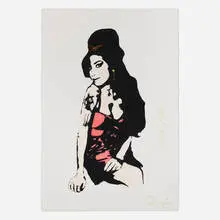 Bambi, Amy Winehouse, 2012, mixed media, stencil, rhinestone