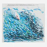 WOW (Works on Whatever) Project Beach Towel by Raymond Pettibon, 2009, digital print on brushed cotton towel, sold Aug 2024
