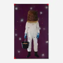 Robert Elfgen, Bee Man (Antriebswelle), 2008, MDF panel, glass, fabric, spray paint and silicone