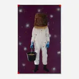 Robert Elfgen, Bee Man (Antriebswelle), 2008, MDF panel, glass, fabric, spray paint and silicone