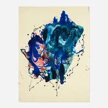 Bill Alpert, Blue Composition, ink and acrylic on paper laid to board