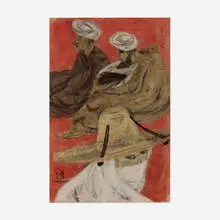 F. Matsuda, Untitled (Figures), watercolor, pastel and graphite on paper