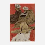 F. Matsuda, Untitled (Figures), watercolor, pastel and graphite on paper