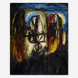 Rex Ashlock, Abstract with Black Calligraphy, 1960, oil on canvas