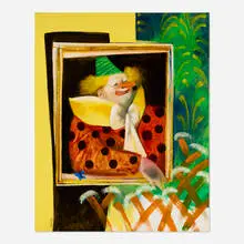 Leandro Velasco, Clown at the Garden Window, 1990, oil on canvas