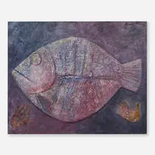 Eugene Yesaulenko, Grand Fish, 1985-86, mixed media and oil on canvas