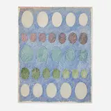 Eugenia Sumiye Okoshi, Ovals on Blue, ink and colored pencil on paper