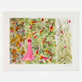 Love Me by Ghada Amer and Reza Farkhondeh, 2006, lithograph in colors with hand-sewn elements on Rives, sold Aug 2025