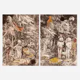 Ann McCoy, The Underworld (diptych), 1980, lithograph in colors with crayon and colored pencil on Arches