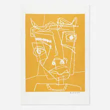 David Larwill, Head (Terracotta), 2023, linocut