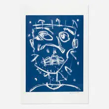 TRIP (Blue) by David Larwill, 2023, aquatint with crayon, sold Aug 2025