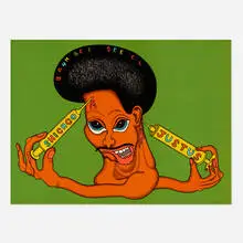 Peter Saul, Shicago Justus (from the Conspiracy: The Artist as Witness portfolio), 1971, lithograph in colors on Arches