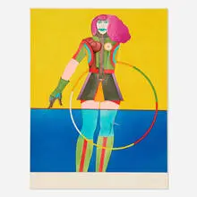 Hoop (from the Fun City portfolio) by Richard Lindner, 1971, lithograph in colors on Arches, sold Aug 2025