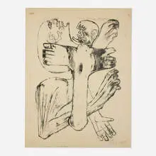 Leon Golub, Sphinx and Victim, 1955, lithograph