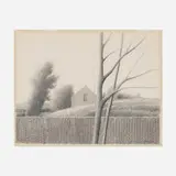Robert Kipniss, Landscape with House, graphite on paper