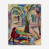 Dorcas Cooke Doolittle, Woman with Tree in Garden, oil on canvas