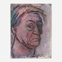James Lechay, Head - Iowa City, c. 1950, oil on canvas laid to Masonite