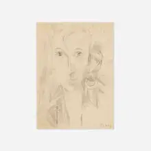 Hilla Rebay, Untitled (Portrait), graphite on paper