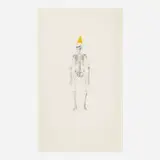 Michael Jenkins, Untitled (Skeleton with Party Hat #7), 1991, graphite and flashe on paper