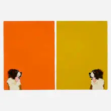 Thomas Lawson, Untitled (Dogs) (diptych), 1978, oil stick on paper
