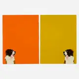 Thomas Lawson, Untitled (Dogs) (diptych), 1978, oil stick on paper
