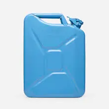 Adam McEwen, Jerrycan (Water), 2007, pressed steel, printed padlock, and Marfa water