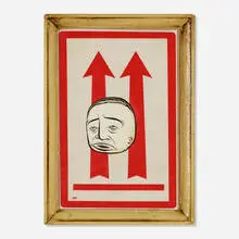Barry McGee, Untitled, 1998, oil and ink on paper collage in artist's frame