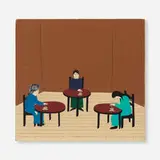 Clare Rojas, Untitled (Three Ladies Drinking Tea), 2005, acrylic and gouache on wood