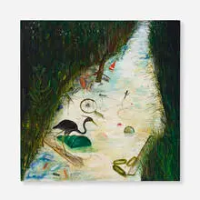 David Harrison, Green and Pleasant Land (An English Country Stream), 2008, oil on wood