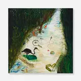 David Harrison, Green and Pleasant Land (An English Country Stream), 2008, oil on wood