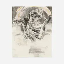 Hernan Bas, Ask the Sky, 2008, graphite, charcoal and pastel on paper