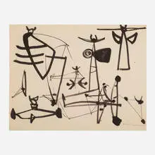 Untitled by Emerson Woelffer, 1949, ink on paper, sold Dec 2023