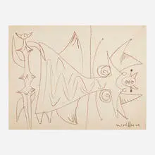 Untitled by Emerson Woelffer, 1949, crayon on paper, sold Dec 2023
