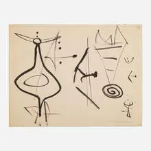 Untitled by Emerson Woelffer, 1949, ink on paper, sold Dec 2023