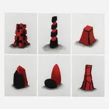 David Nash, Six works from the Red and Black portfolio, 1999, charcoal and pastel on paper