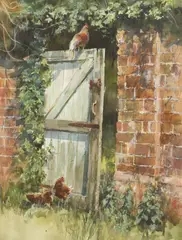 Wendy Jelbert, THE SECRET GARDEN, label and title verso, Watercolor on paper