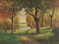 AUTUMN LANDSCAPE and COUNTRY ROAD: TWO WORKS, each signed and second dated 1929 by Emil H. Meyer, First; oil on canvas and second; watercolor, offered Nov 2015