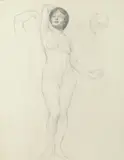 STUDY OF FEMALE STANDING NUDE, intialed lower left by Allyn Cox and Teacher George B. Bridgman, Pencil on paper, offered Nov 2015