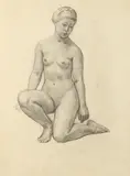Allyn Cox, Female Nude on Bent Knee