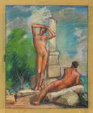 Allyn Cox, Two Male Nudes Amongst Ruins