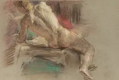 Allyn Cox, Study of Male Nude, STUDY OF MALE NUDE, pastel on paper