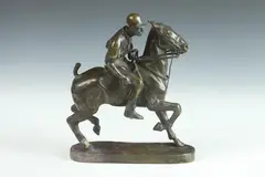Andre Guiet, POLO PLAYER on HORSEBACK, Bronze - Height: 10 in