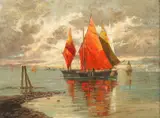 Continental School, Under Full Sail, Oil on canvas