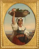 Maria Maes, Woman with Child Sleeping in a Basket of Fruit, Oil on panel