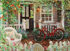 Henry Gordon Wang, Her New Red Bike, Oil on canvas